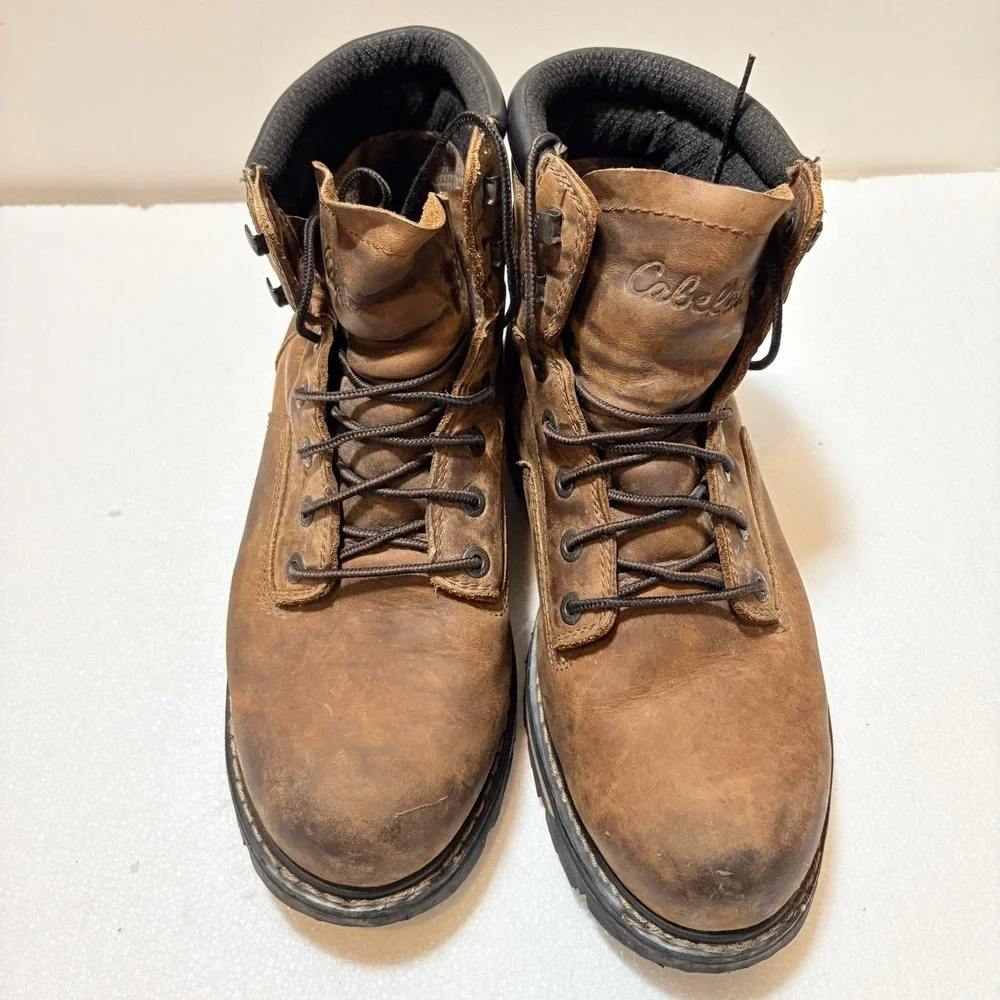 Cabelas Gore Tex Leather Hiking Work Boots Mens 12 EE Brown Waterproof Lace Up